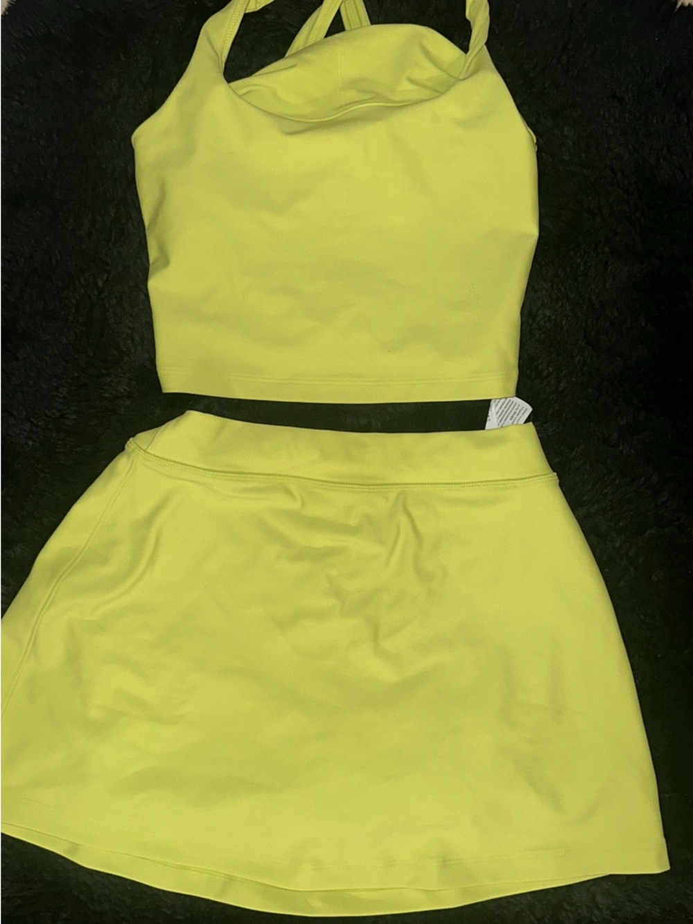 Abercrombie & Fitch Neon Yellow Tank Top and Skirt Set
